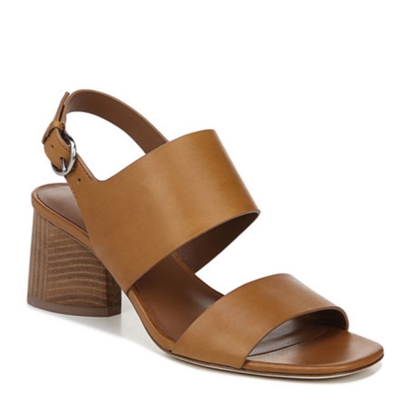 Via Spiga Libby Block-Heel Sandals tan leather sandal - Picture 1 of 5